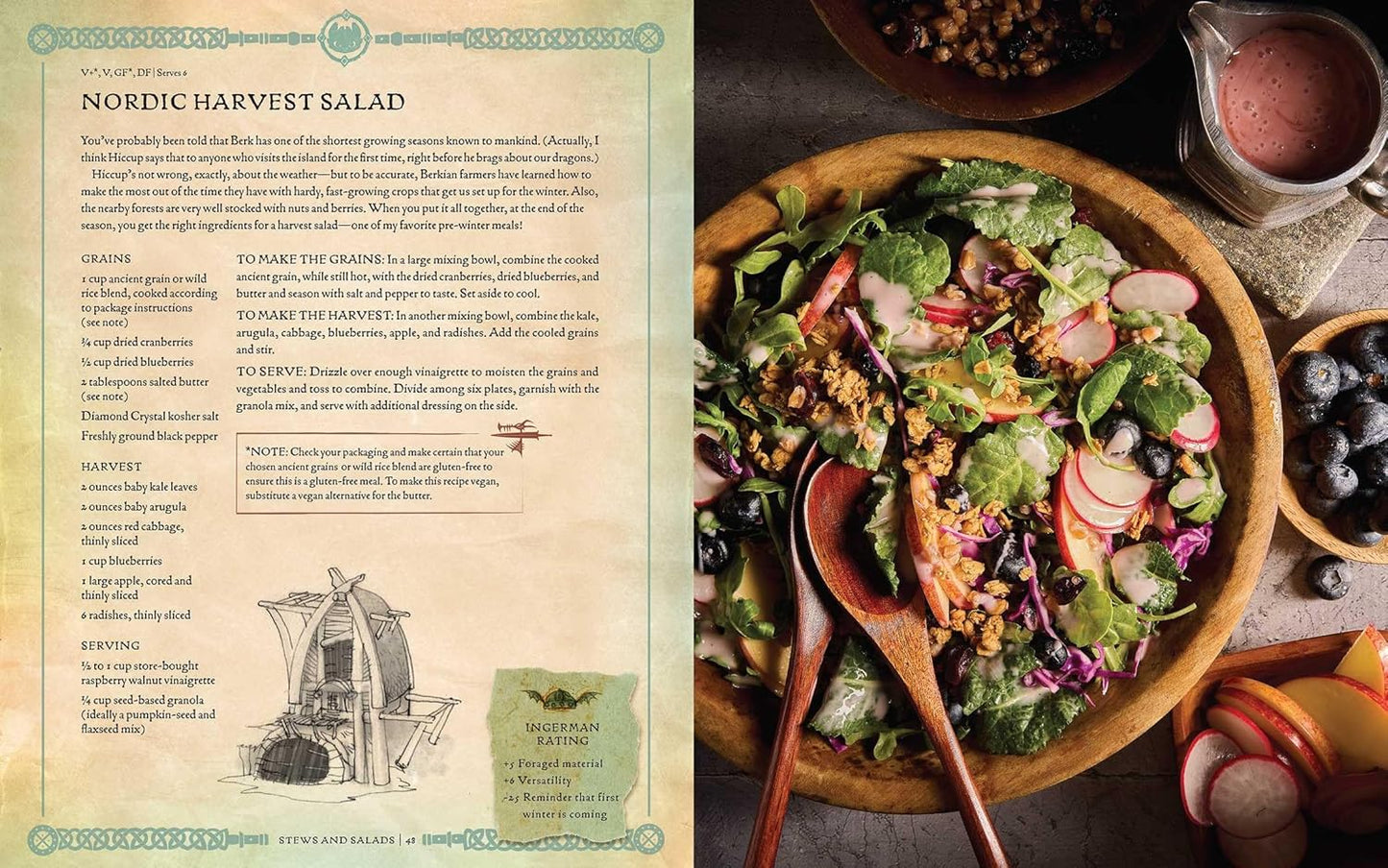 A two-page spread from the book featuring one of the included recipes.