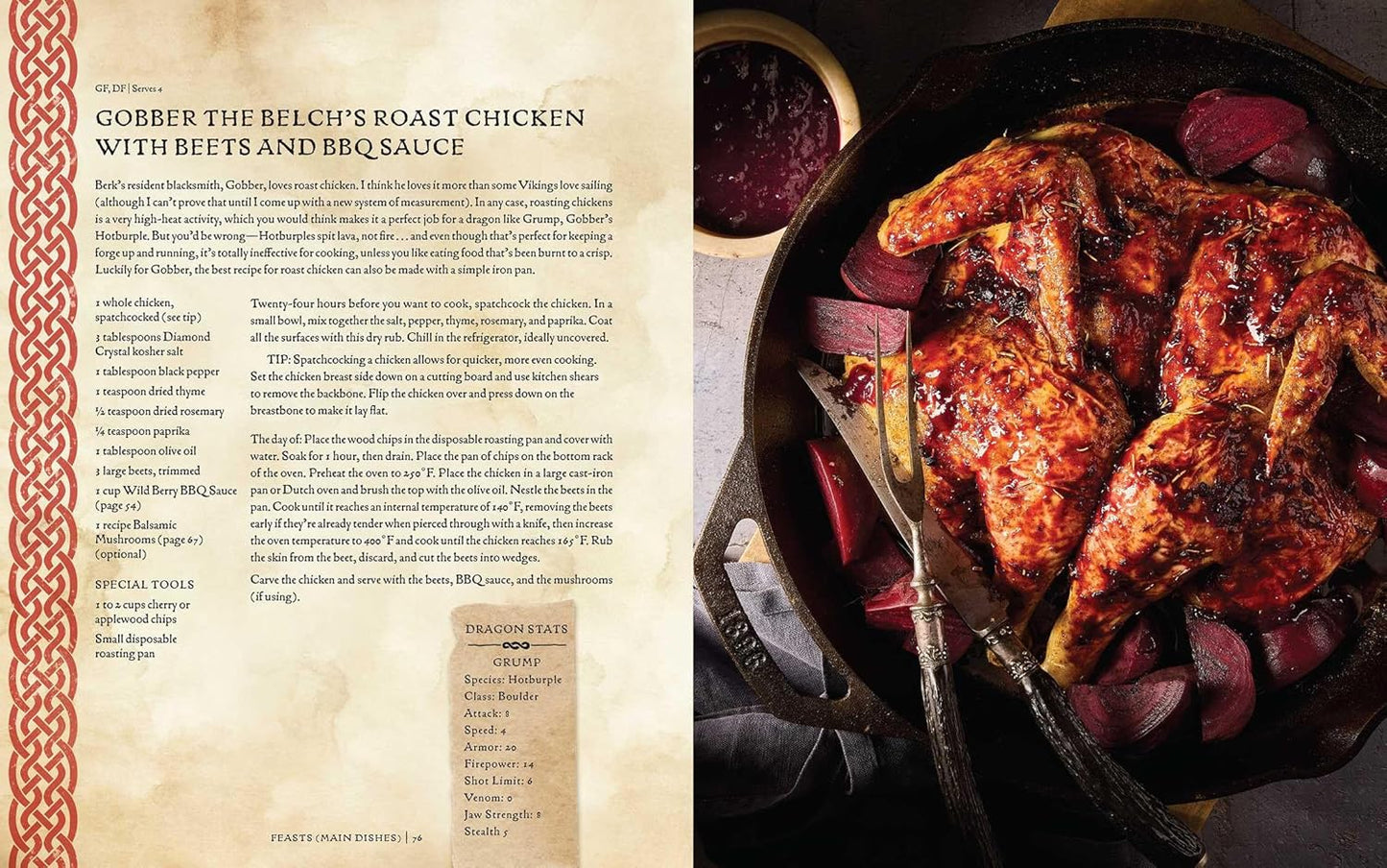 A two-page spread from the book featuring one of the included recipes.