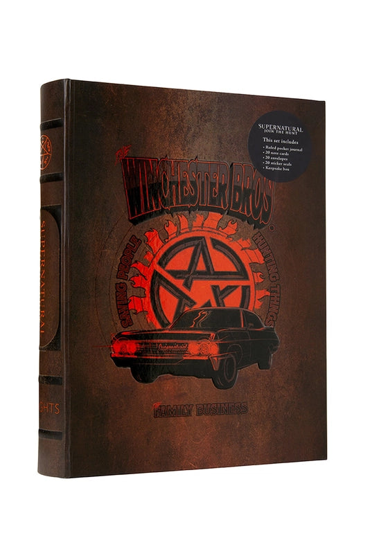 An image of a brown hardcover book with the anti-possession symbol and a 1967 Impala in red and black, against a white background.
