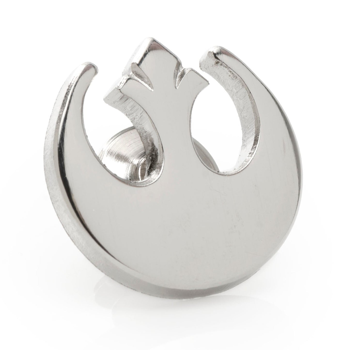 Silver Rebel Alliance emblem cufflink on a white background