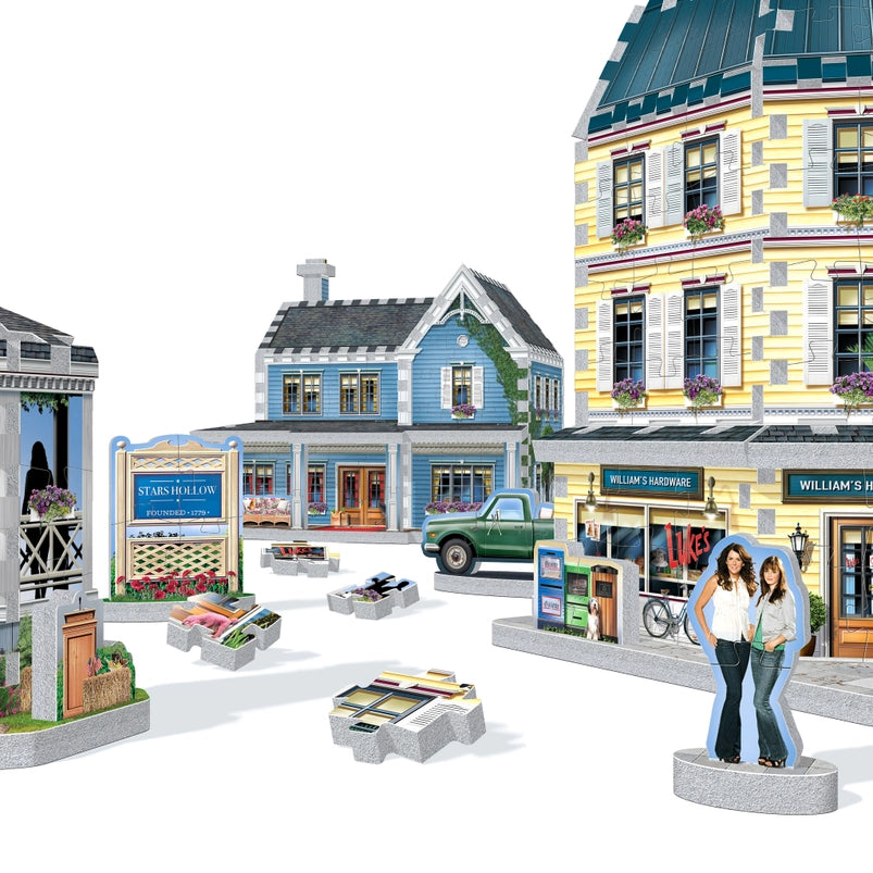 A 3D jigsaw puzzle depicting Stars Hollow from the TV series "Gilmore Girls."