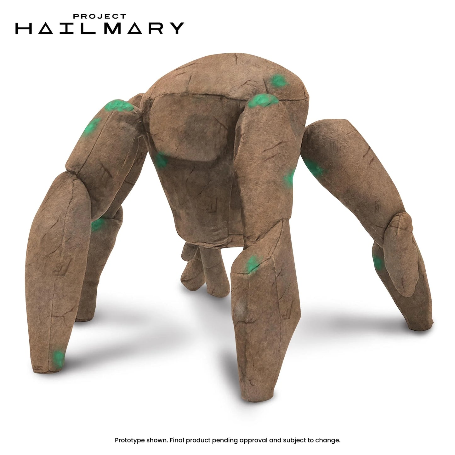 A brown and green plushie depicting the character Rocky from "Project Hail Mary."
