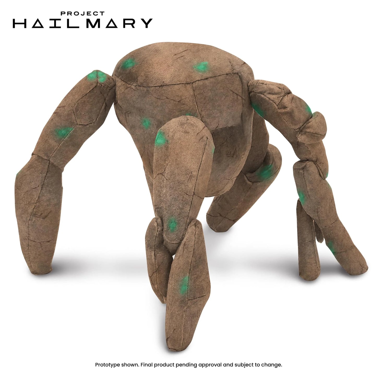 A brown and green plushie depicting the character Rocky from "Project Hail Mary."