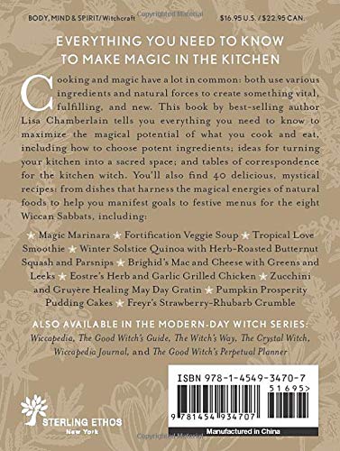 Load image into Gallery viewer, The back cover of the book. There are drawings of leaves and herbs in gold on a tan background, and black text giving a brief description of the book.
