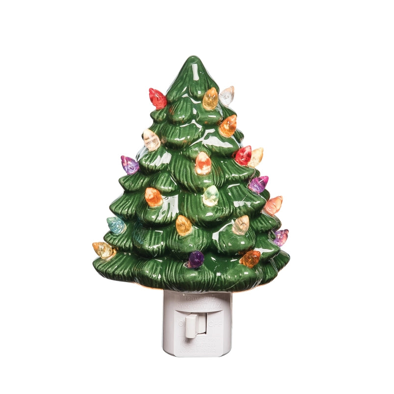 A night light in the shape of a Christmas tree decorative lamp.