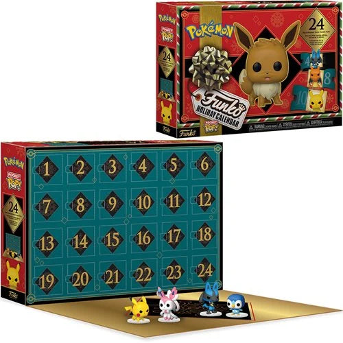 Pokémon Advent calendar with figures and packaging on a white background