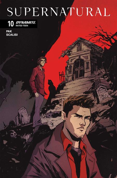 Comic book cover for Supernatural #10, featuring illustrated characters and a haunted house scene. The title 'SUPERNATURAL' appears at the top, with 'Dynamite' and creator names visible in the upper left.